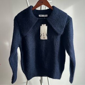NWT Zara Women's Dark Blue Alpaca/Wool Blend Sweater